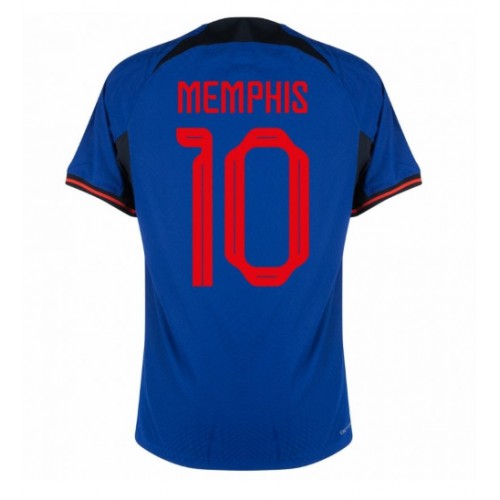 Nederländerna Memphis Depay #10 Bortatröja VM 2022 Kortärmad
